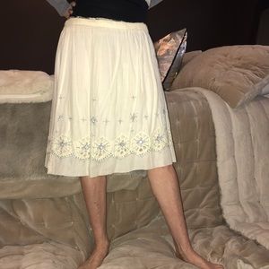 Poleci Cream Skirt w/ Beaded Detail